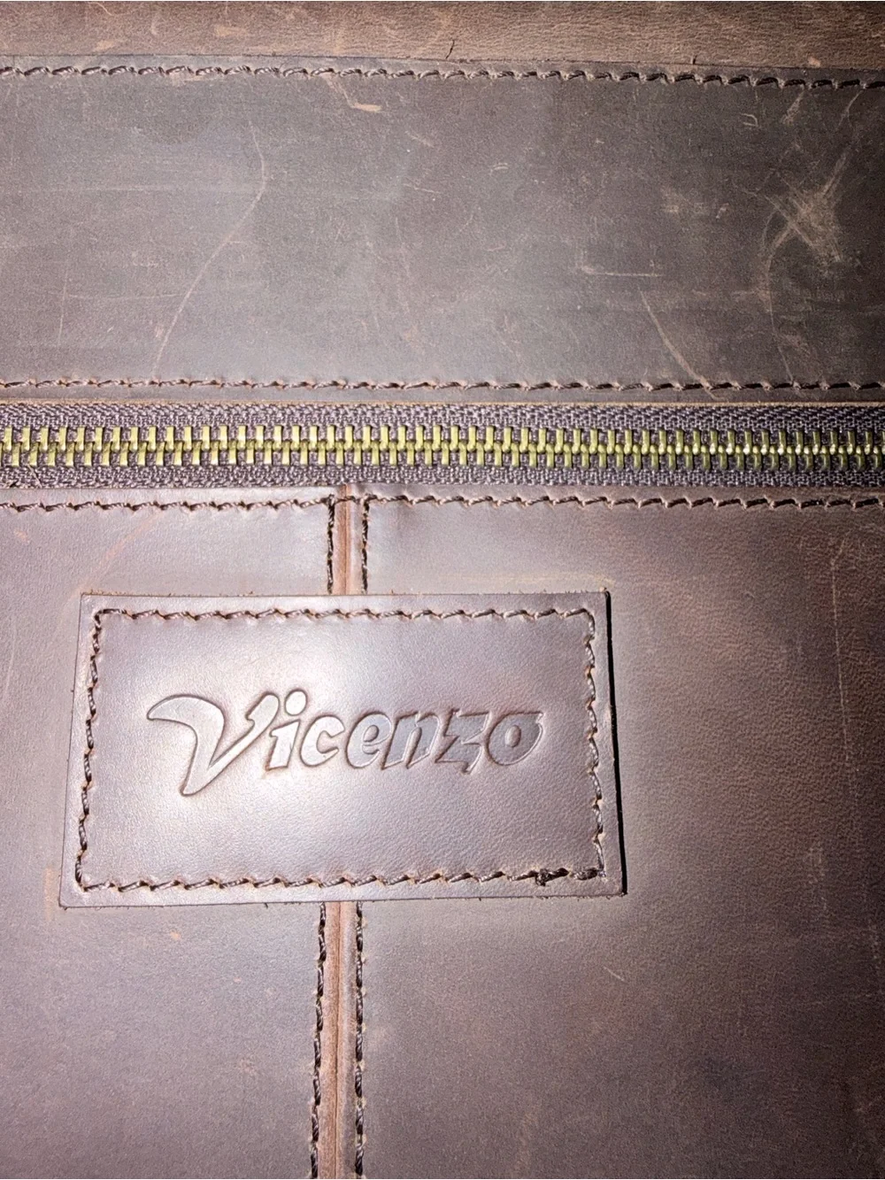 Vincenzo Dark Brown distressed Leather Briefcase with Shoulder Strap